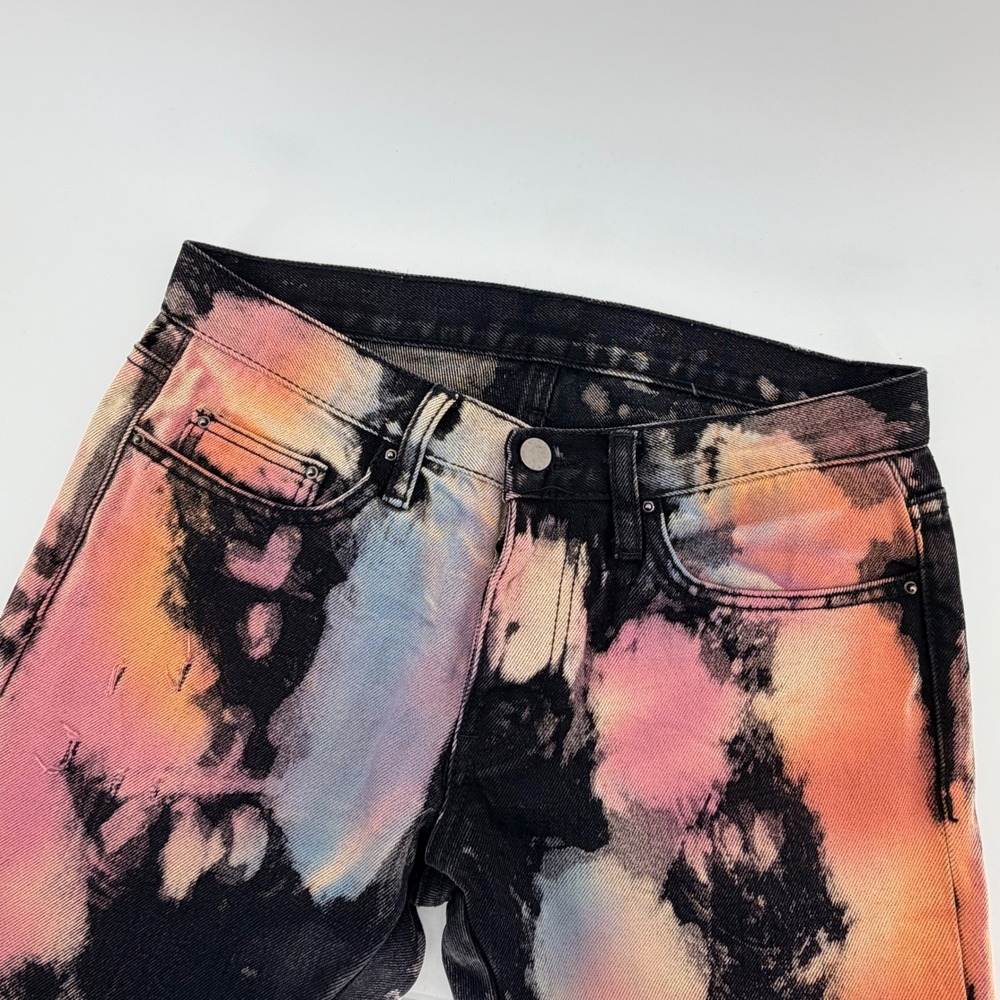 Mnml M1 Splash Tie Dye Bleach Denim Jeans Size 28 Ankle Zip Slim Fit Multicolor